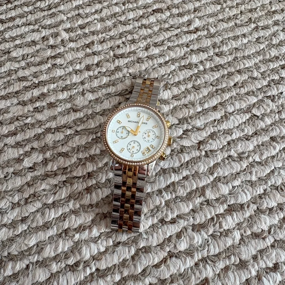 Michael Kors Two-Tone Crystal Bezel Watch - Silver & Gold